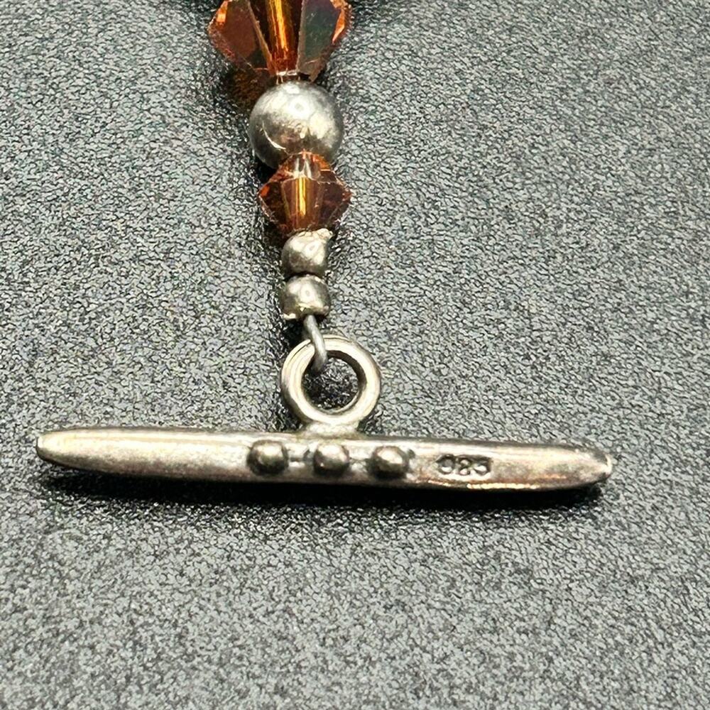 Green Stone Bracelet 925 silver clasp. Olive brown camo orange #100 - Picture 7 of 8
